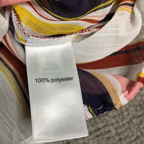 Maurices Blouse Womens XL White Red Boho Sheer Tassle Striped Flowy Top 🎃 - Picture 7 of 10